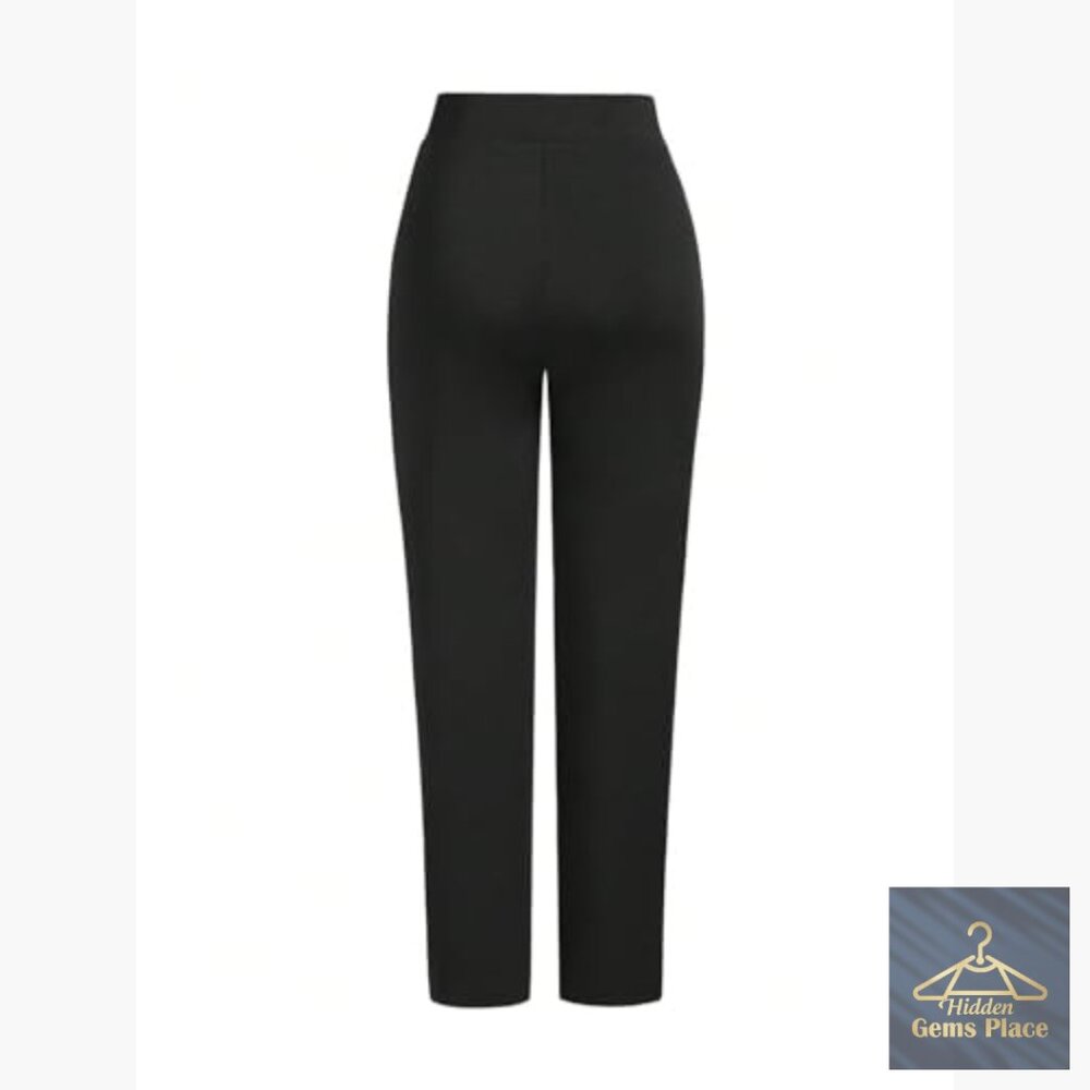 High Waisted Cropped Dress Pants Skinny Trousers Business Casual Office Wear - Picture 2 of 5